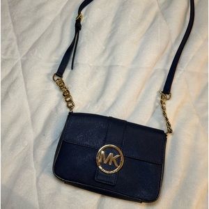 Royal blue MK cross body clutch bag
